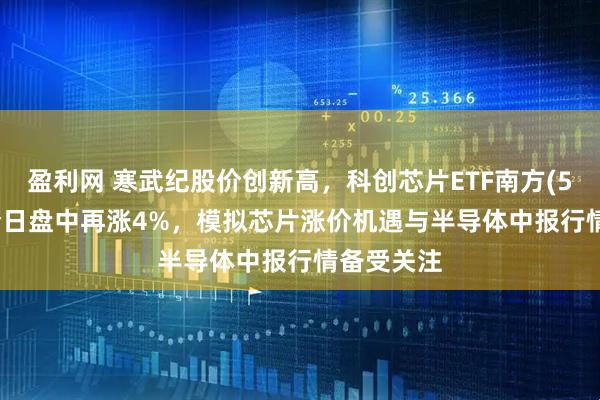 盈利网 寒武纪股价创新高，科创芯片ETF南方(588890)今日盘中再涨4%，模拟芯片涨价机遇与半导体中报行情备受关注